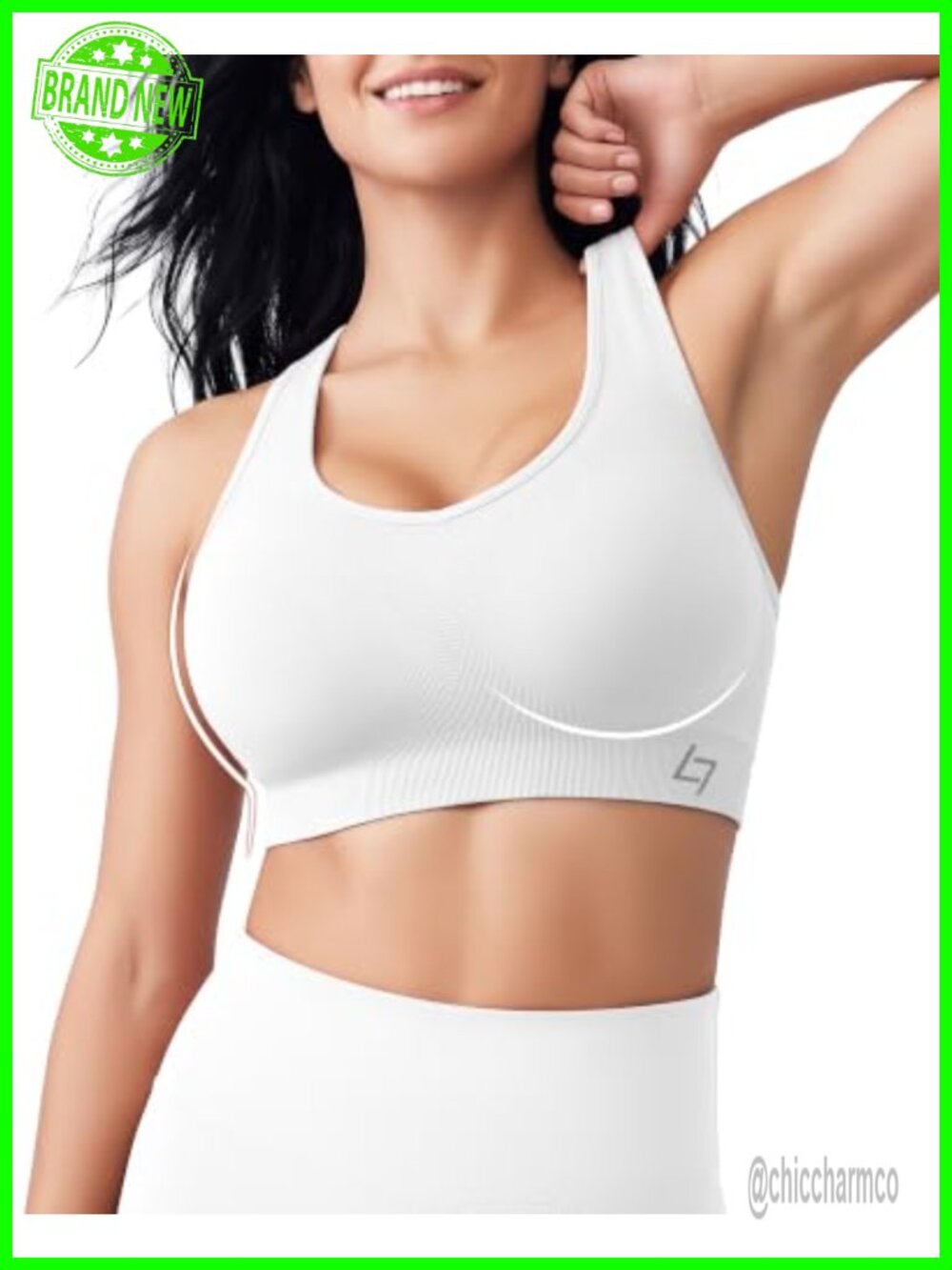 Supportive Racerback Sports Bra Padded Seamless Wireless High Support